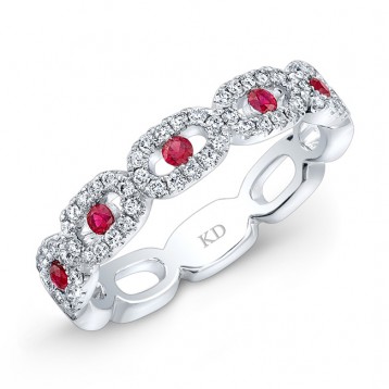NATURAL COLOR WHITE GOLD INSPIRED RUBY DIAMOND TWISTED BAND