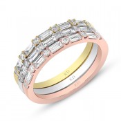 WHITE & ROSE & YELLOW GOLD  INSPIRED FASHION STACKABLE DIAMOND BAND