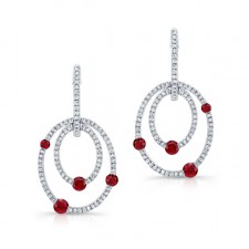 NATURAL COLOR WHITE GOLD RUBY TRENDY DIAMOND EARRINGS