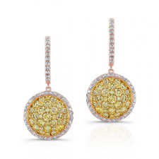 ROSE GOLD CONTEMPORARY FANCY YELLOW CLUSTER DIAMOND EARRINGS