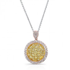 ROSE GOLD CONTEMPORARY FANCY YELLOW ROUND DIAMOND CLUSTER PENDANT