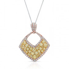 ROSE GOLD CONTEMPORARY FANCY YELLOW CLUSTER DIAMOND PENDANT