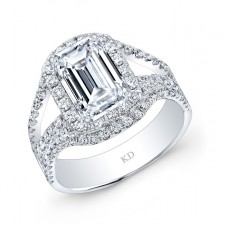 WHITE GOLD CONTEMPORARY HALO DIAMOND ENGAGEMENT RING