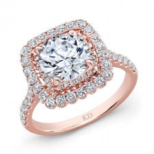 ROSE GOLD SQUARE HALO DIAMOND ENGAGEMENT RING