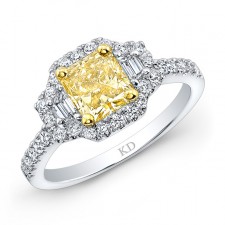 WHITE AND YELLOW GOLD FANCY YELLOW  RADIANT DIAMOND BRIDAL RING