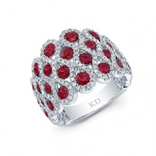 WHITE GOLD NATURAL COLOR INSPIRED STYLISH RUBY DIAMOND RING