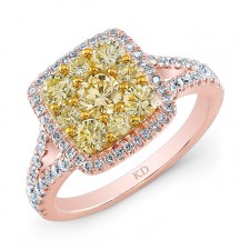 ROSE GOLD NATURAL YELLOW DIAMOND CLUSTER RING