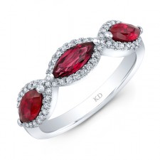 NATURAL COLOR WHITE GOLD TRENDY RUBY DIAMOND RING