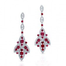 NATURAL COLOR WHITE GOLD VINTAGE RUBY DIAMOND EARRINGS