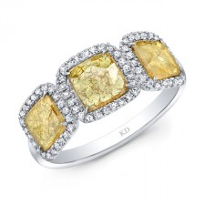 WHITE GOLD THREE- STONE INSPIRED HALO ROUGH DIAMOND RING