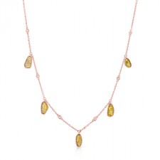 ROSE GOLD INSPIRED FIVE STONE  ROUGH DIAMOND NECKLACE