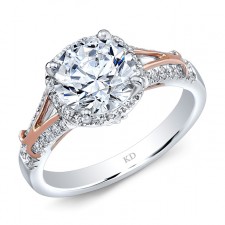 WHITE AND ROSE GOLD INSPIRED HALO DIAMOND ENGAGEMENT RING