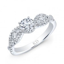  WHITE GOLD TWISTED SHANK CONTEMPORARY DIAMOND BRIDAL RING
