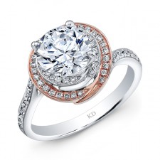 WHITE AND ROSE GOLD CONTEMPORARY DIAMOND ENGAGEMENT RING