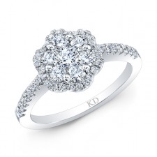 WHITE GOLD CONTEMPORARY DIAMOND CLUSTER ENGAGEMENT RING
