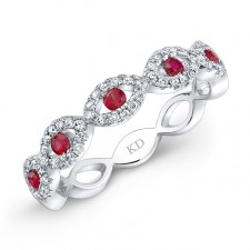 NATURAL COLOR WHITE GOLD INSPIRED RUBY TWISTED DIAMOND BAND