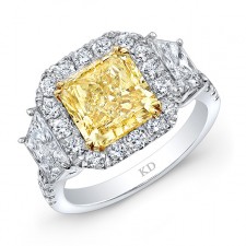 WHITE AND YELLOW GOLD FANCY YELLOW RADIANT DIAMOND ENGAGEMENT RING