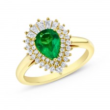 YELLOW  GOLD NATURAL COLOR DAZZLING EMERALD DIAMOND RING