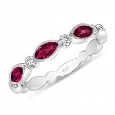 NATURAL COLOR WHITE GOLD INSPIRED RUBY DIAMOND BAND