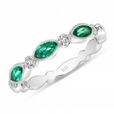 NATURAL COLOR WHITE GOLD INSPIRED EMERALD DIAMOND BAND