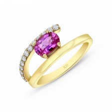 NATURAL COLOR YELLOW GOLD INSPIRED FASHION PINK SAPPHIRE RING